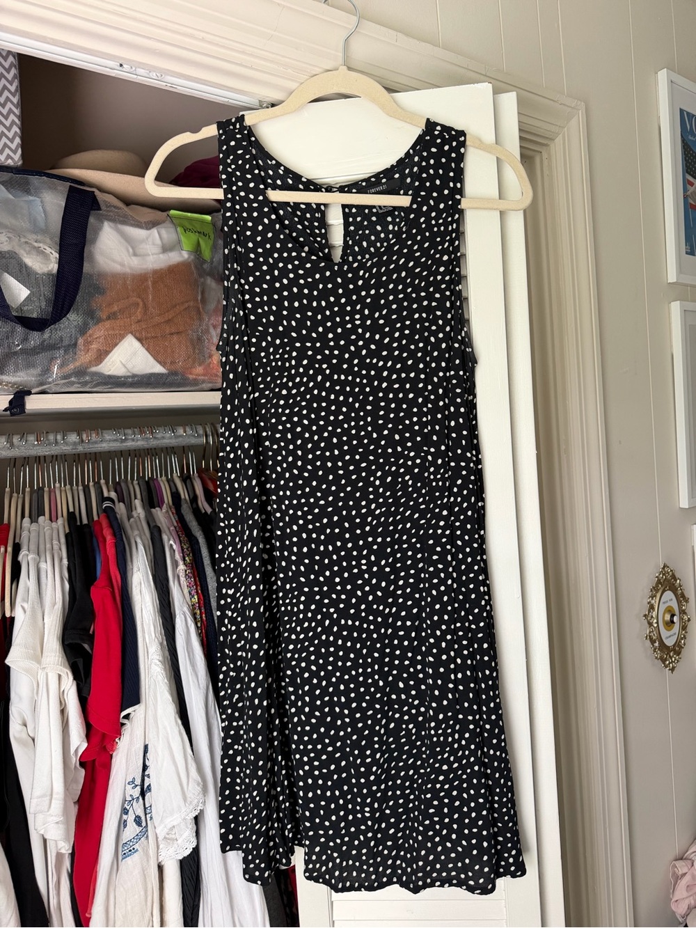 Forever 21 Black Dot Swing Dress | Medium